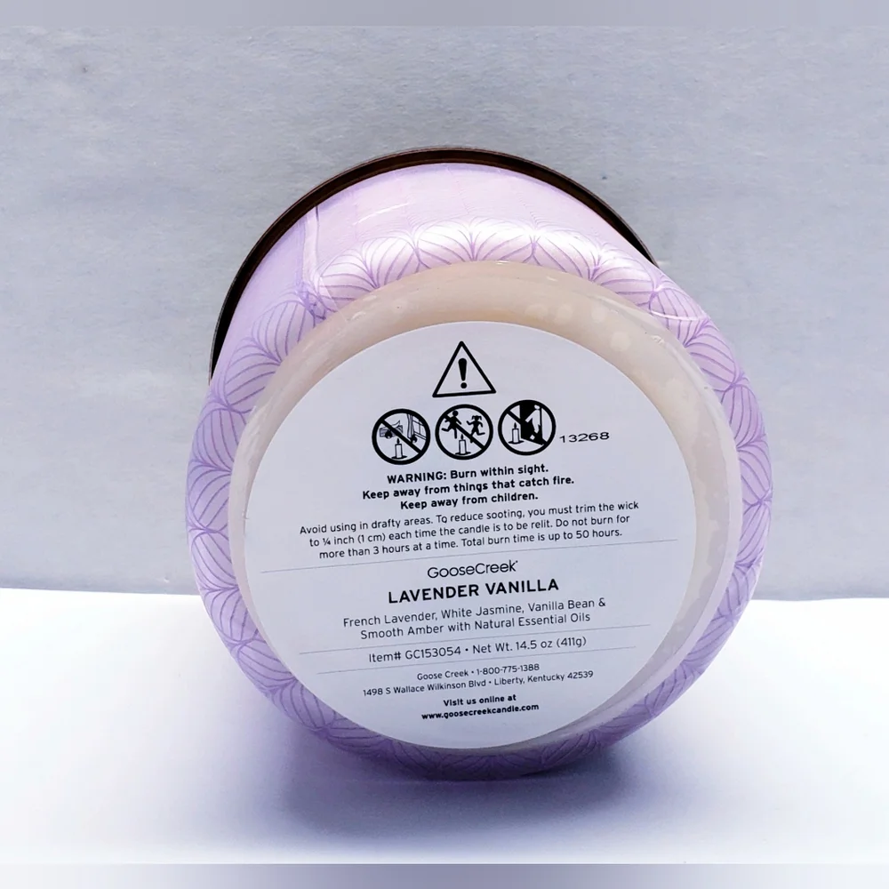 Goose Creek LAVENDER VANILLA Large 3-Wick Scented Candle, 14.5 oz